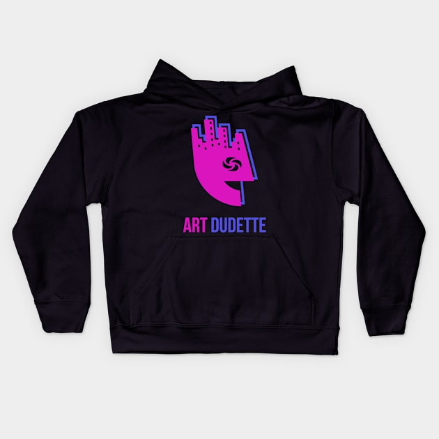 Art Dudette In Pink And Blue Kids Hoodie by yourartdude